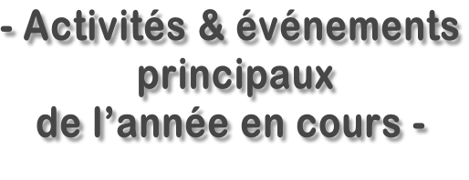 - Activités & événements  principaux  de l’année en cours -